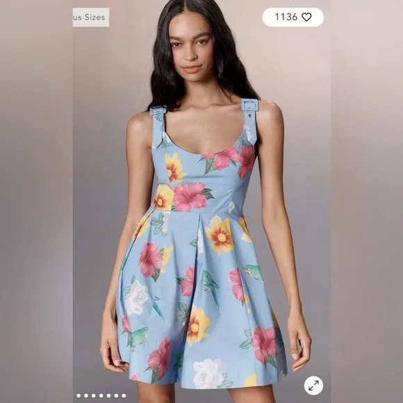 NWT $168 Anthropologie Maeve Scoop-Neck Printed Cotton Mini Dress M - Picture 1 of 10